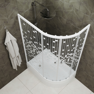 Душевой уголок Triton Коралл Щ0000061782 левый 120x80 см профиль белый стекло мозаика